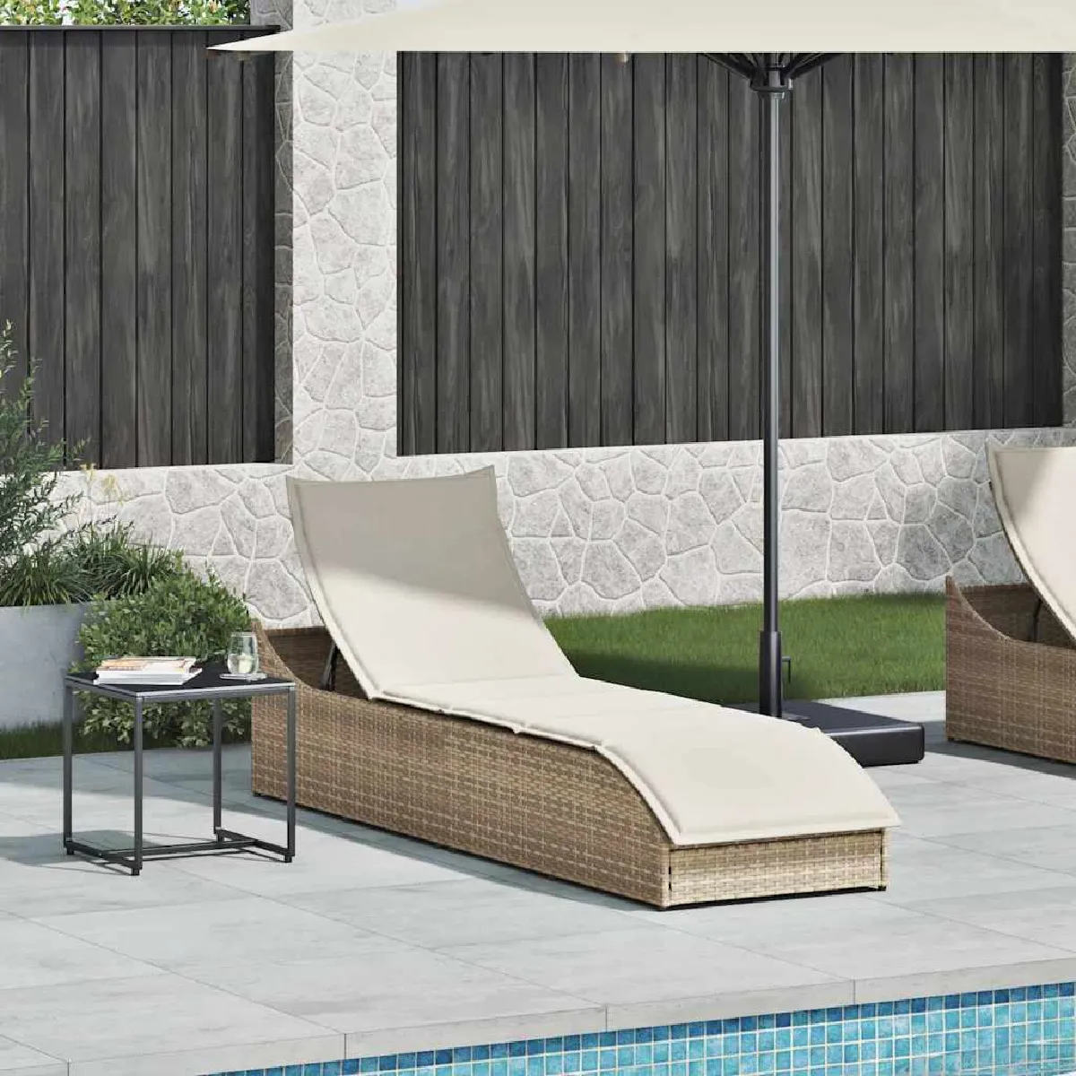 VIDAXL - Chaise Longue Pliante - Résine Tressée - Beige - Image 3