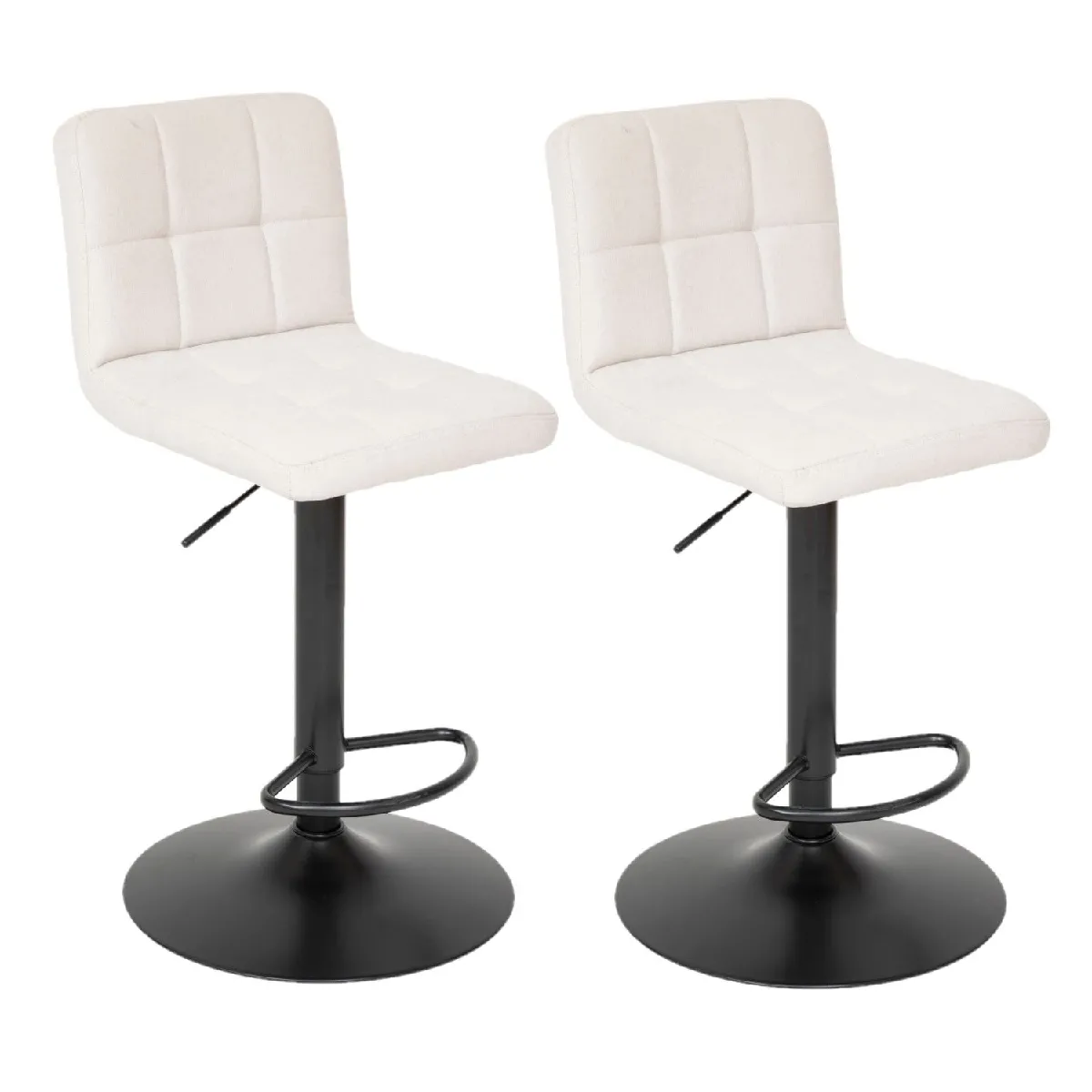 Lot de 2 chaises de bar en tissu DELEK - Beige