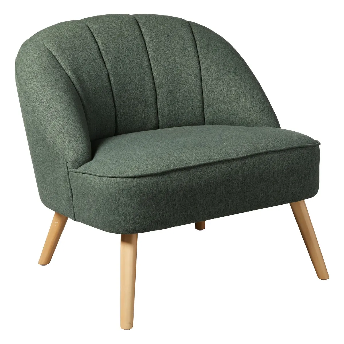 Fauteuil en velours et pieds en bois NAOVA - vue 1
