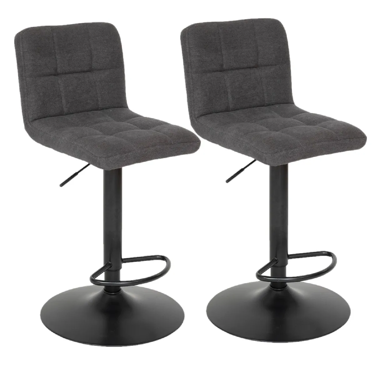 Lot de 2 chaises de bar en tissu DELEK - Gris