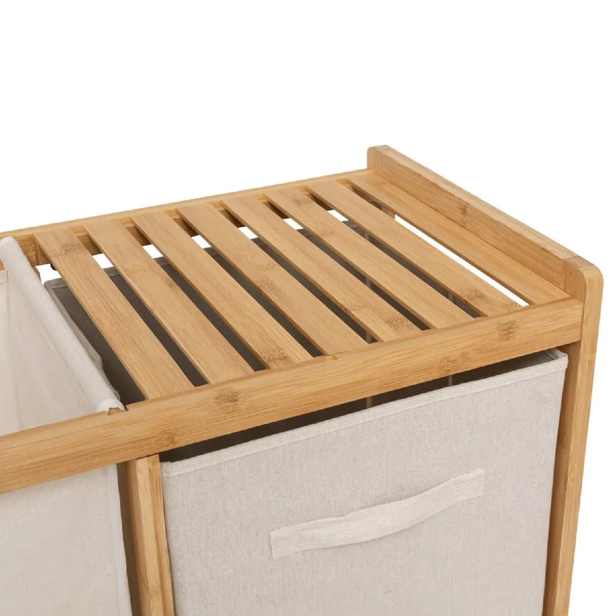 5 Five Simply Smart - Panier à Linge Bambou Et Tissu Écru 50L Design Blackflora, Élégant Et Écologique Pour Chambre Ou Salle De Bain