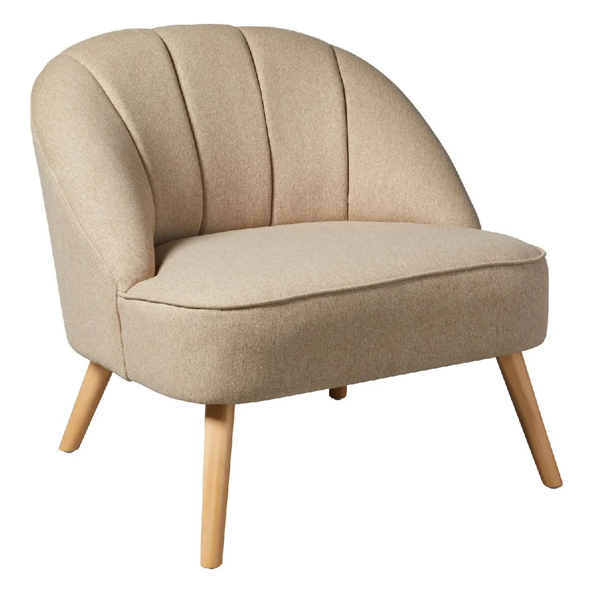 Fauteuil en velours et pieds en bois NAOVA - Beige