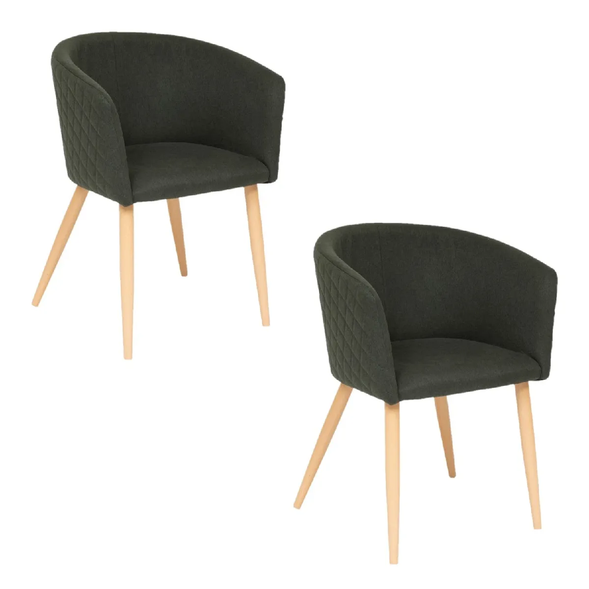 Lot de 2 fauteuils à diner en velours MARLO - Vert Cèdre