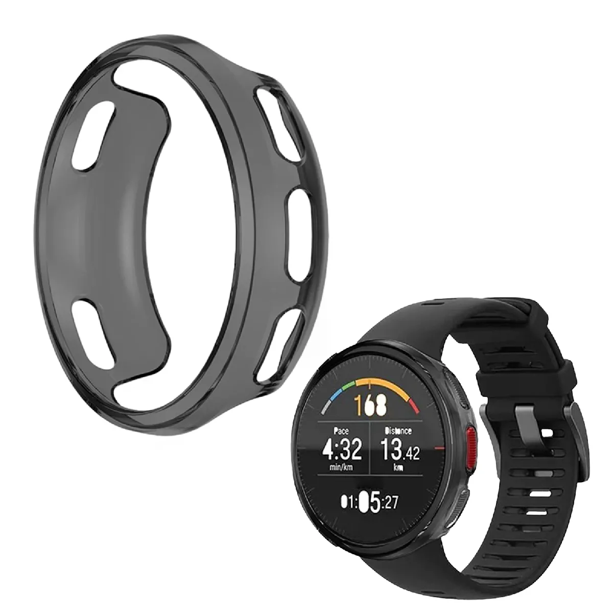 Coque Protection Silicone Pour Polar Vantage V2 - Antichoc, étanche, Compatible Recharge | Noir