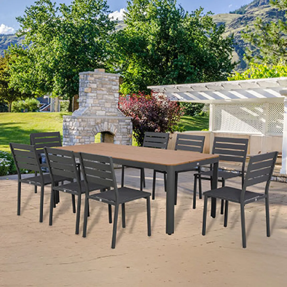 Mes ensemble table 8 chaises - Gris