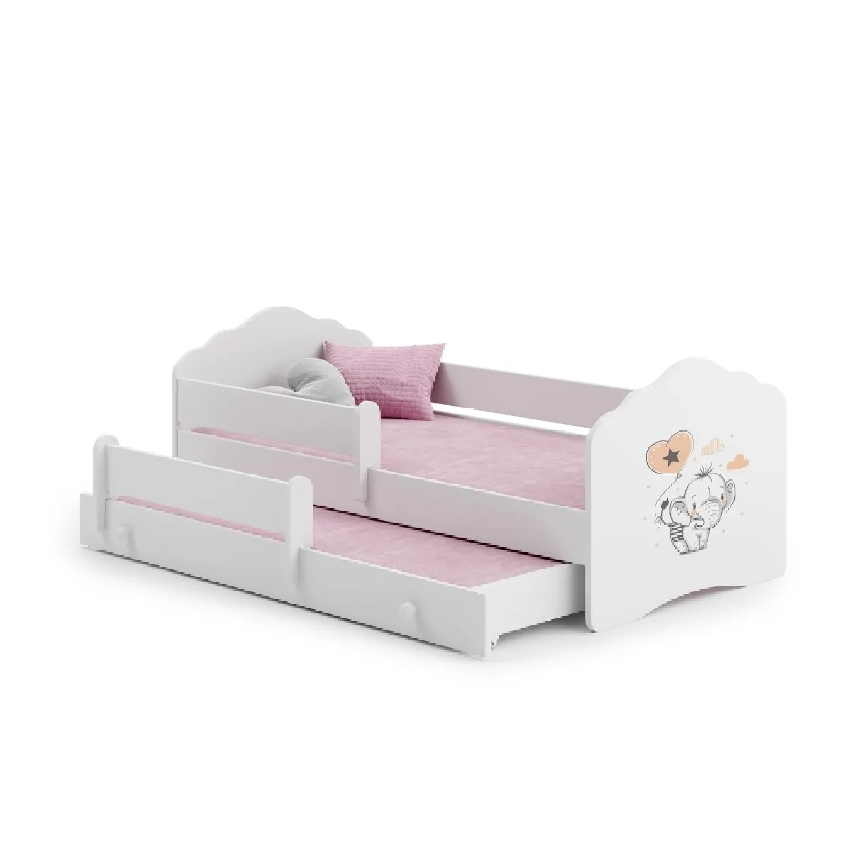 1001jouets Lit enfant Nala 160x80 Elephant avec gigogne