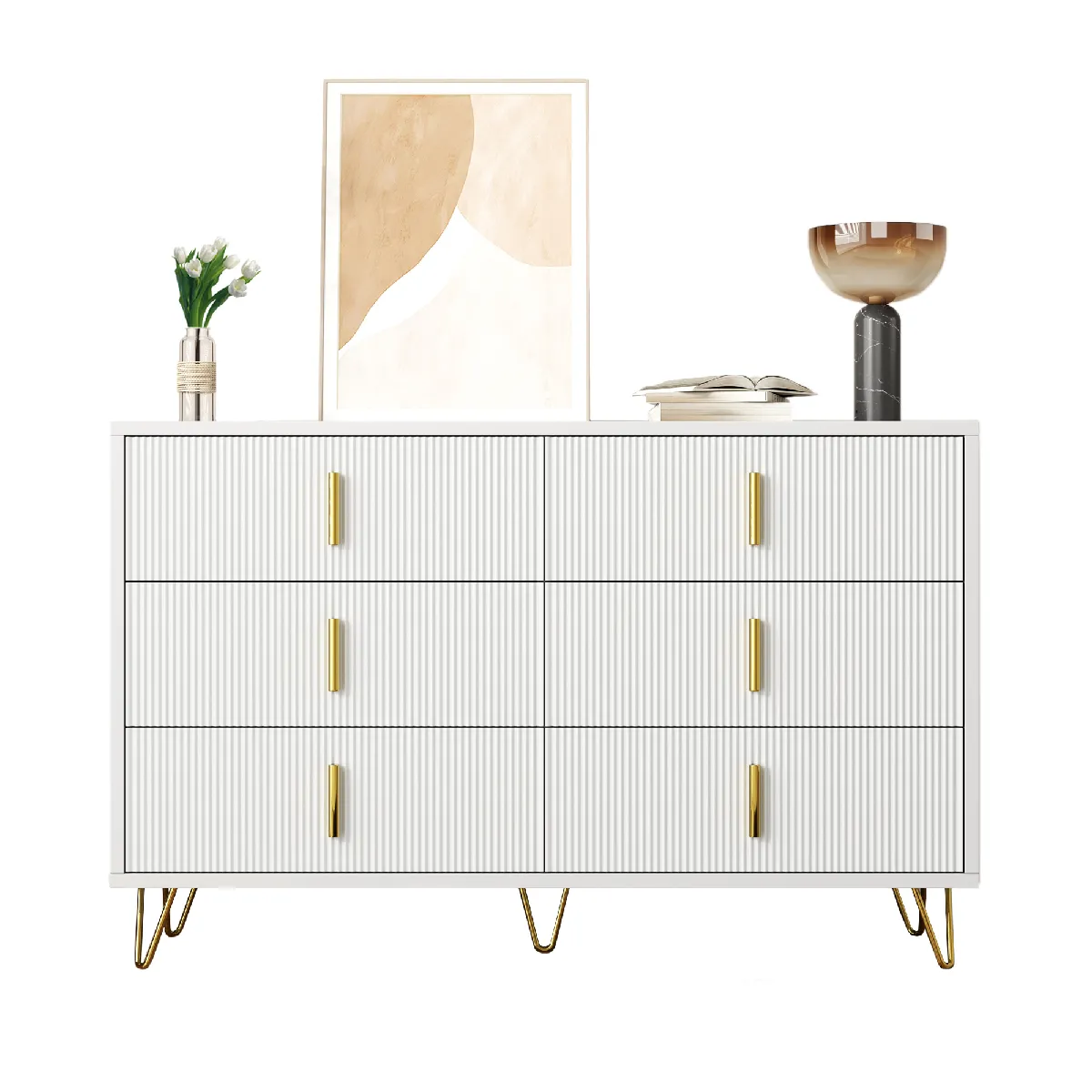 Merax Sideboard moderne - Blanc et or