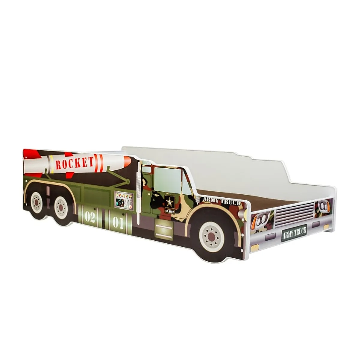 1001jouets Lit simple enfant Militaire 160x80 avec matelas