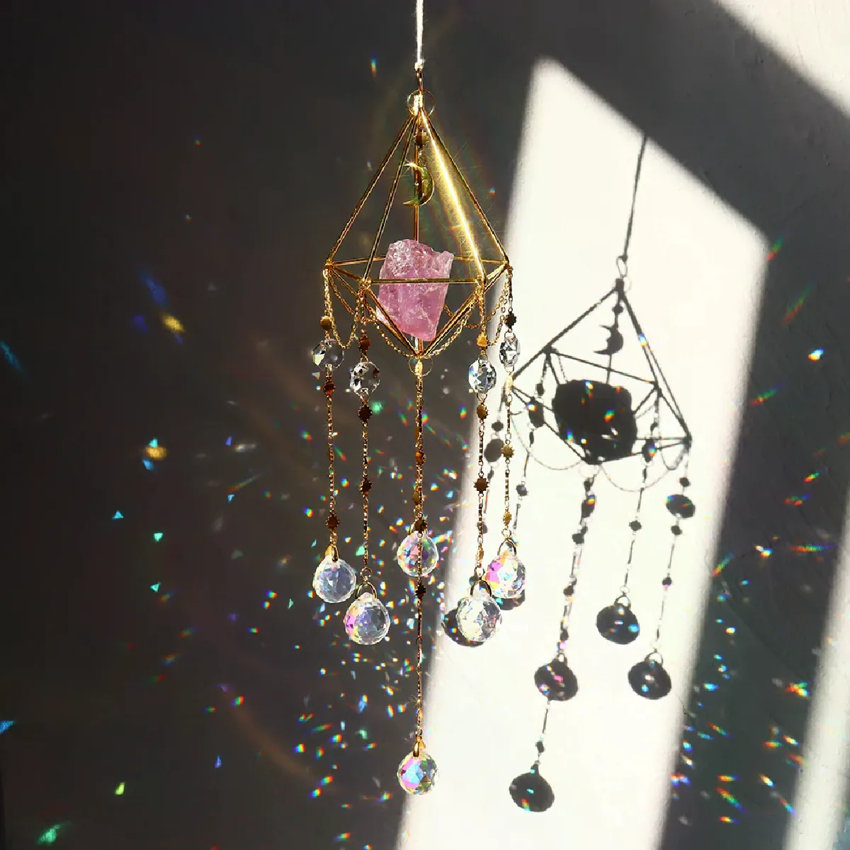 Pendentif étoile carillon en cristal, goutte suspendue