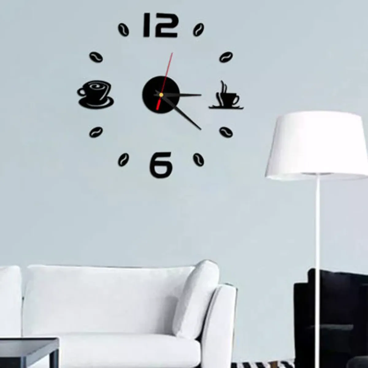 Horloge murale 3D tasse café - Noir