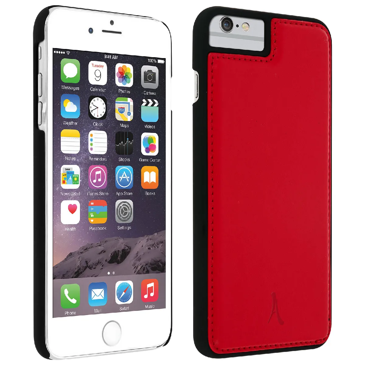 Akashi Rouge Coque Pour Iphone 8+, 7+, 6+, 6S+ Protection Rigide Cuir Véritable