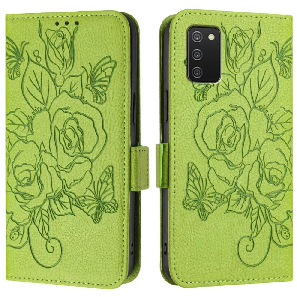 Générique Vert Étui En Similicuir Avec Blocage Rfid Samsung Galaxy A02s