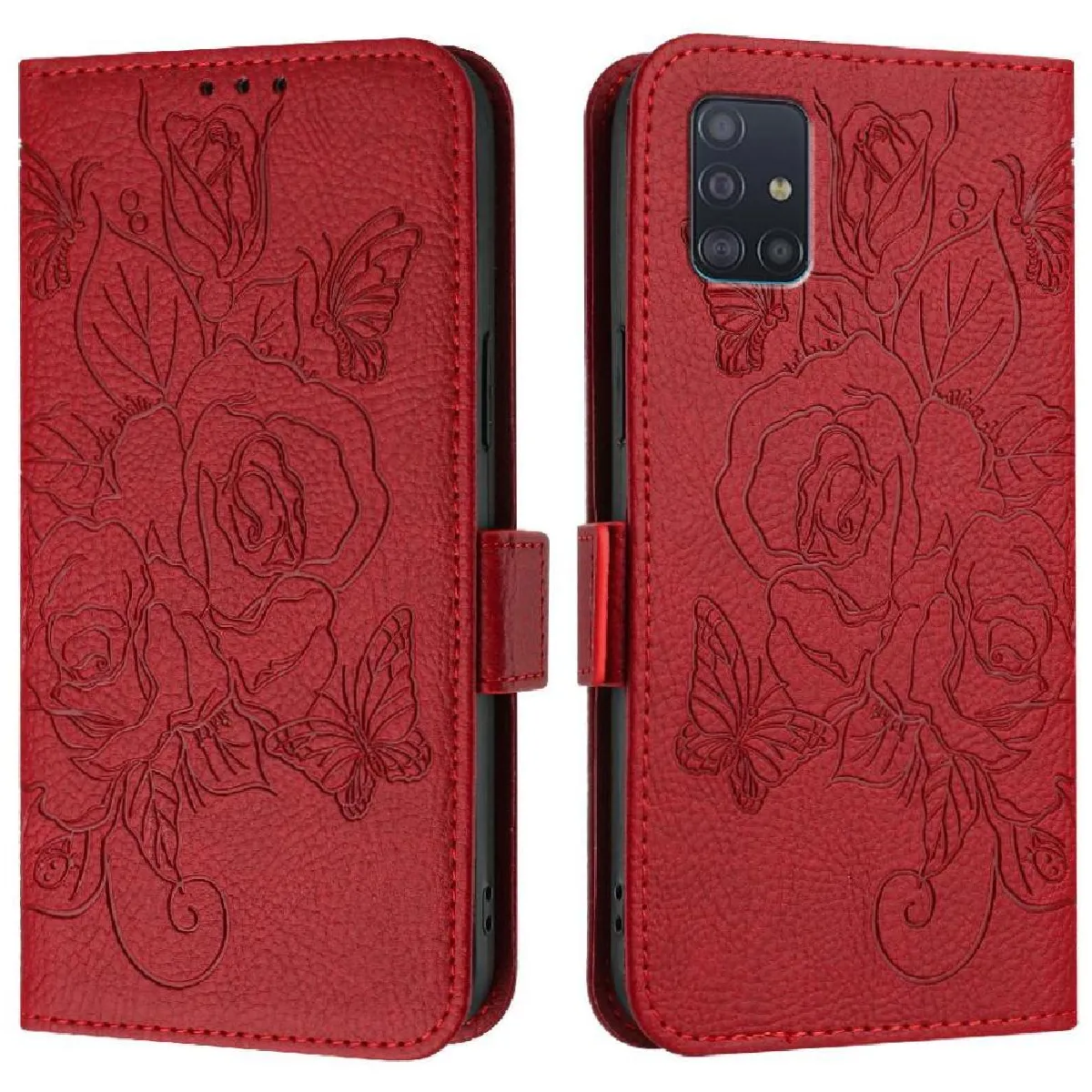 Générique Rouge Coque Portefeuille Magnétique Samsung Galaxy A51 4G