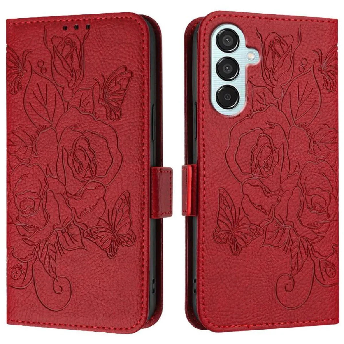 Générique Rouge Étui Portefeuille Anti-Rfid Samsung Galaxy M15