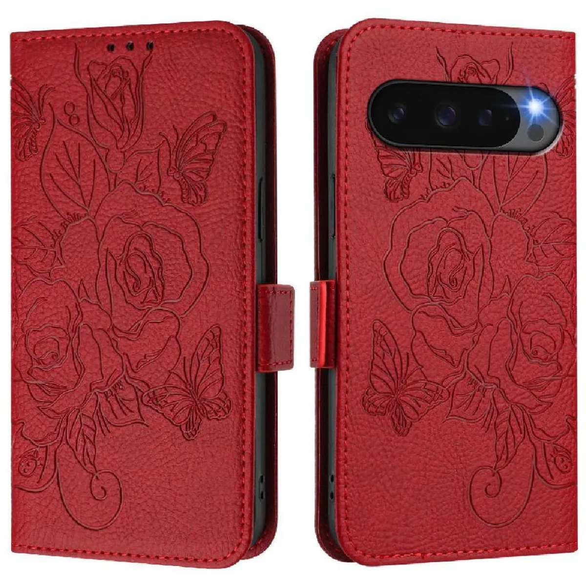 Générique Rouge Étui Portefeuille Magnétique Anti-Rfid Google Pixel 10 Pro Xl 5G