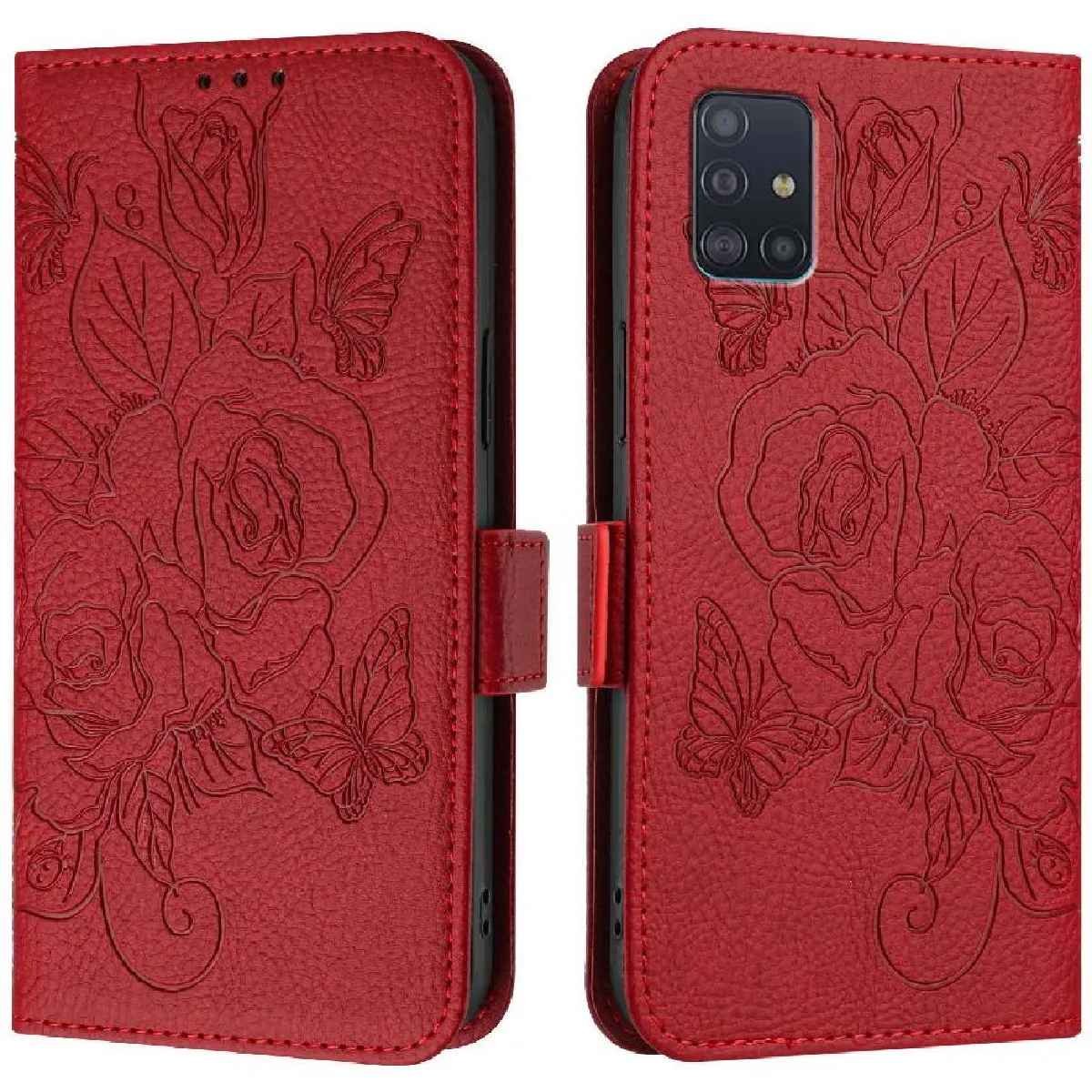 Générique Rouge Coque Portefeuille Samsung Galaxy A51 5G