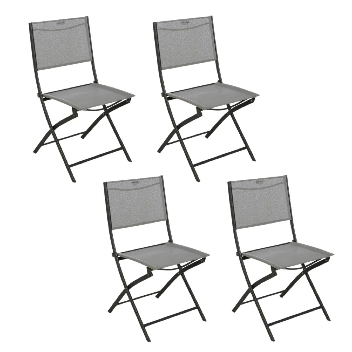 Lot de 4 chaises de jardin pliables MODULA - Galet et Graphite