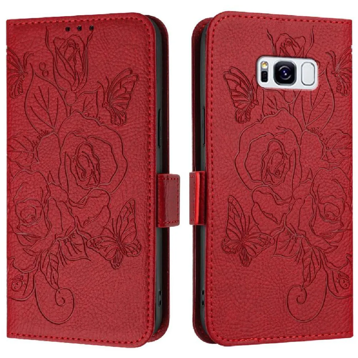 Générique Rouge Étui Portefeuille Magnétique Avec Support Intégré Samsung Galaxy S8 Plus