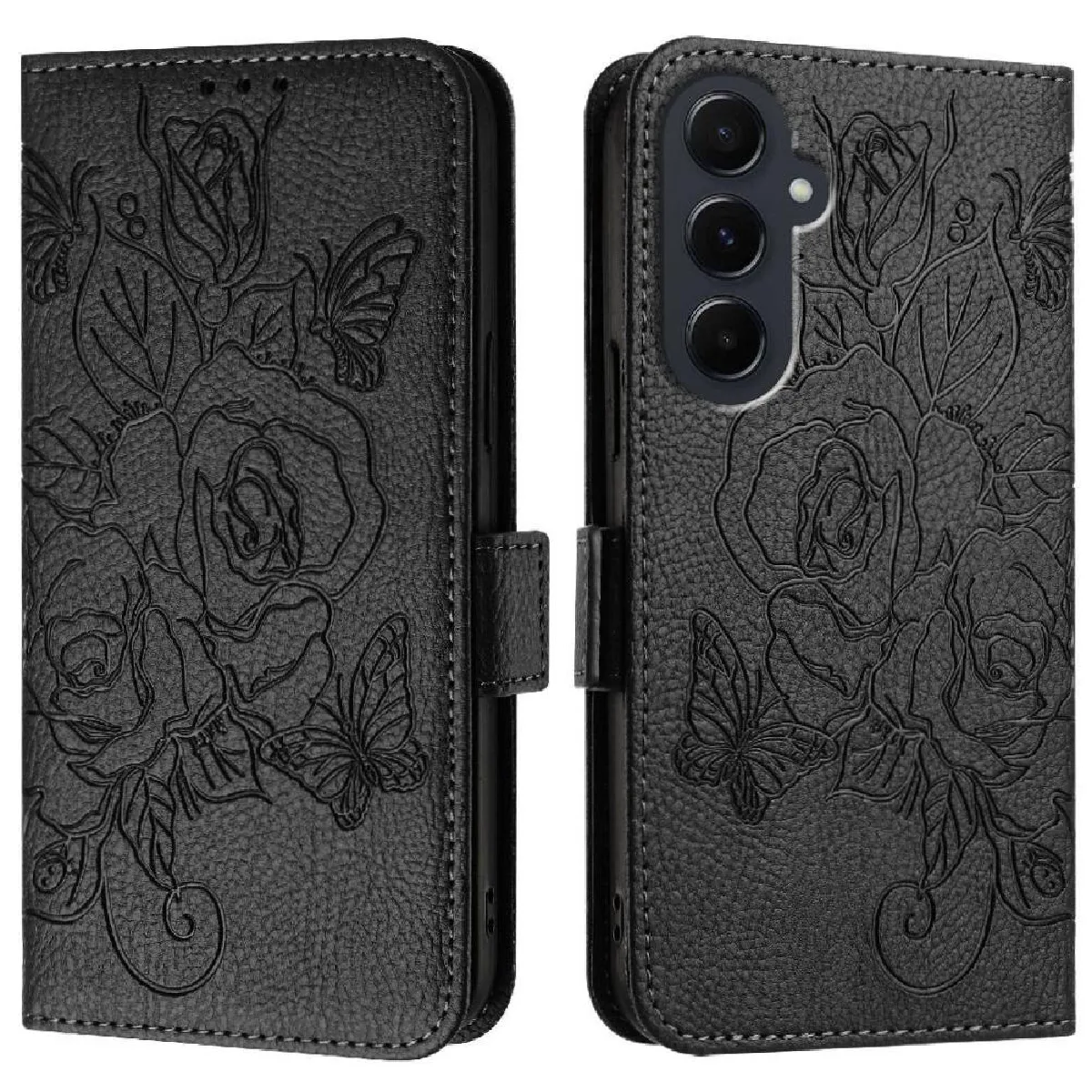 Générique Noir Étui Portefeuille Avec Blocage Rfid Samsung Galaxy A55