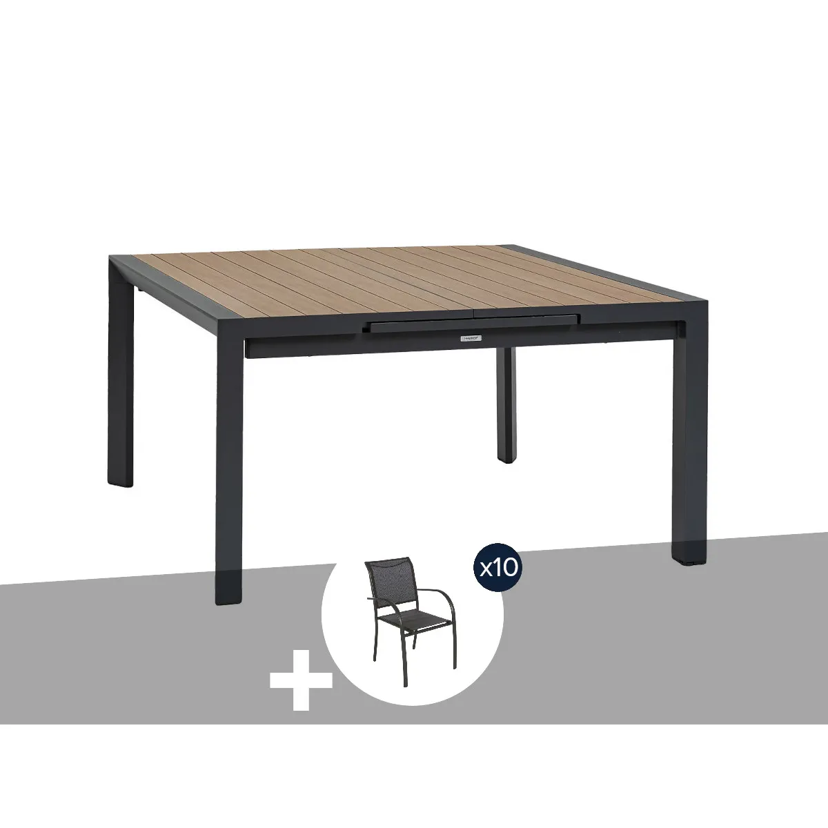 Hesperide Table de jardin Evasion + 10 fauteuils - Graphite