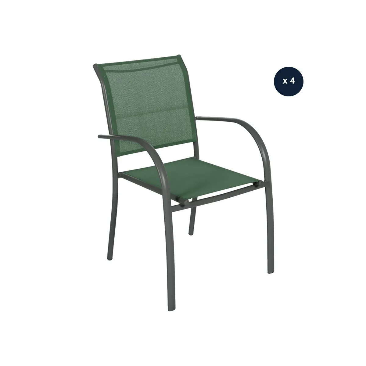Hesperide Lot de 4 Fauteuils Piazza - Olive/Graphite