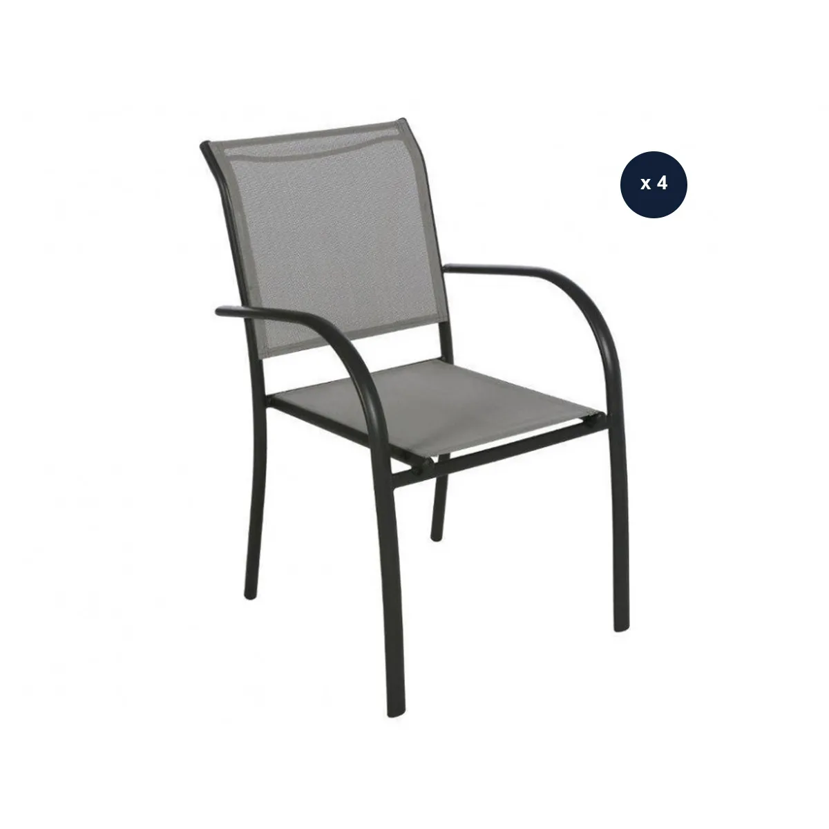 Lot de 4 fauteuils de jardin en texaline Piazza Galet/Graphite