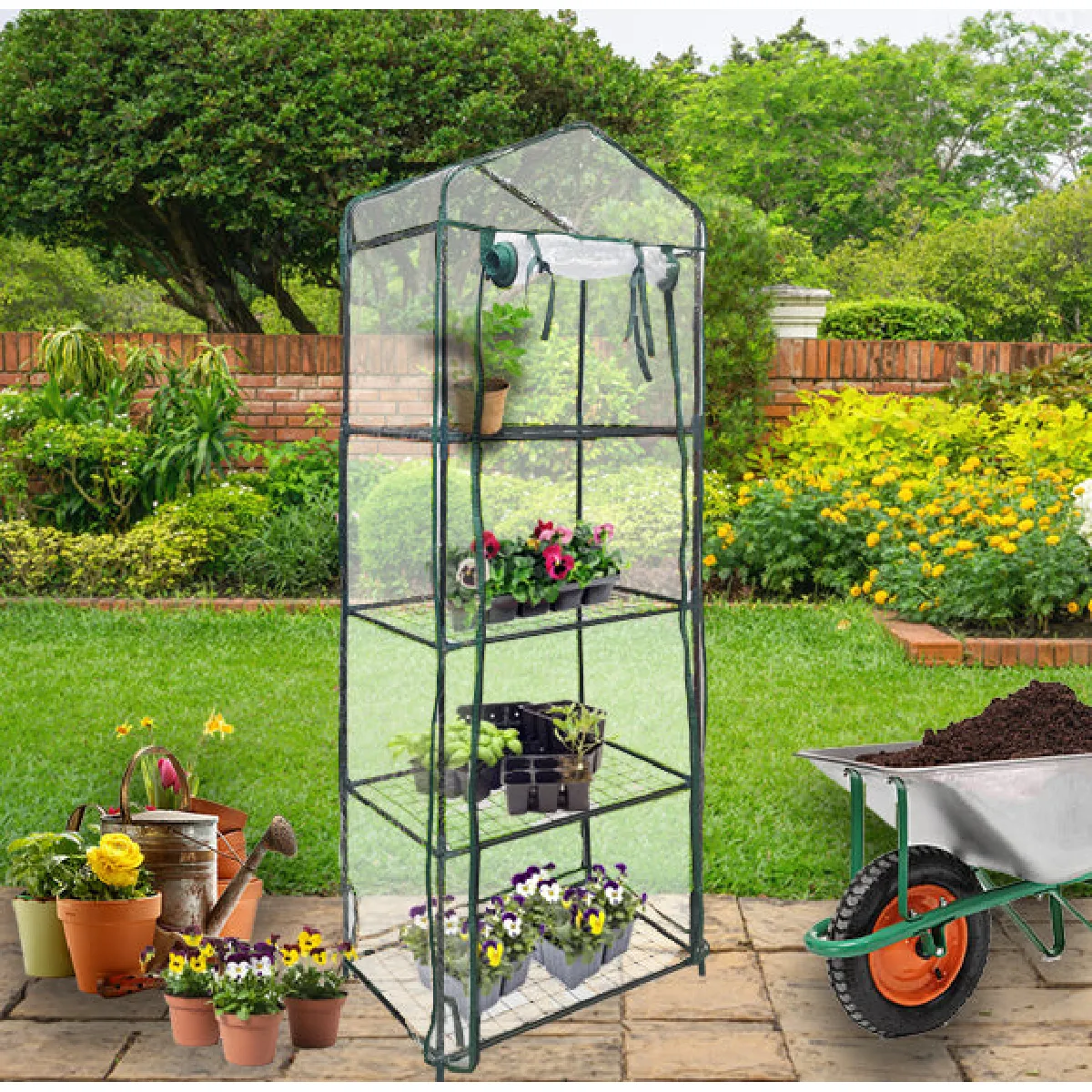 Mini Serre à 4 étagère avec Couverture en PVC