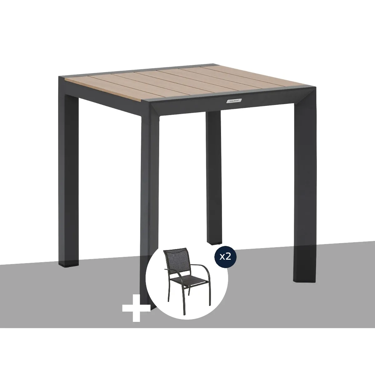 Hesperide Table de jardin Evasion plus 2 fauteuils Piazza - Graphite