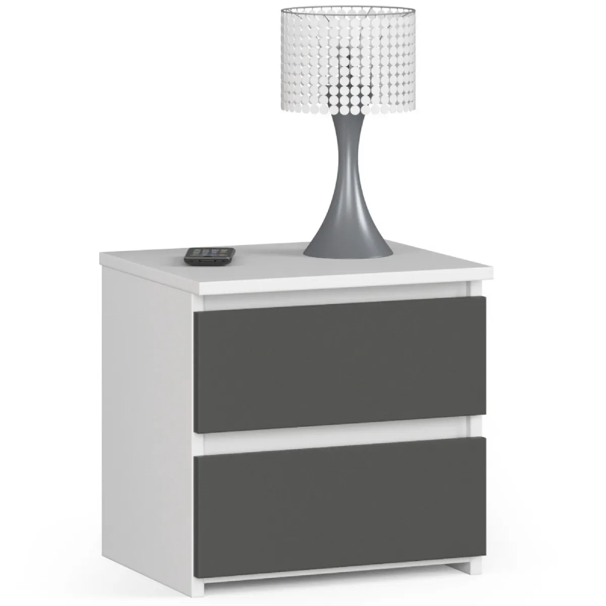 Akord Buffet 2 Tiroirs Blanc/Gris Graphite 40X35X40