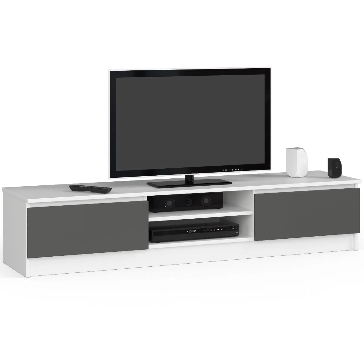 Akord Meuble Tv Blanc Et Gris Graphite 160X40X33