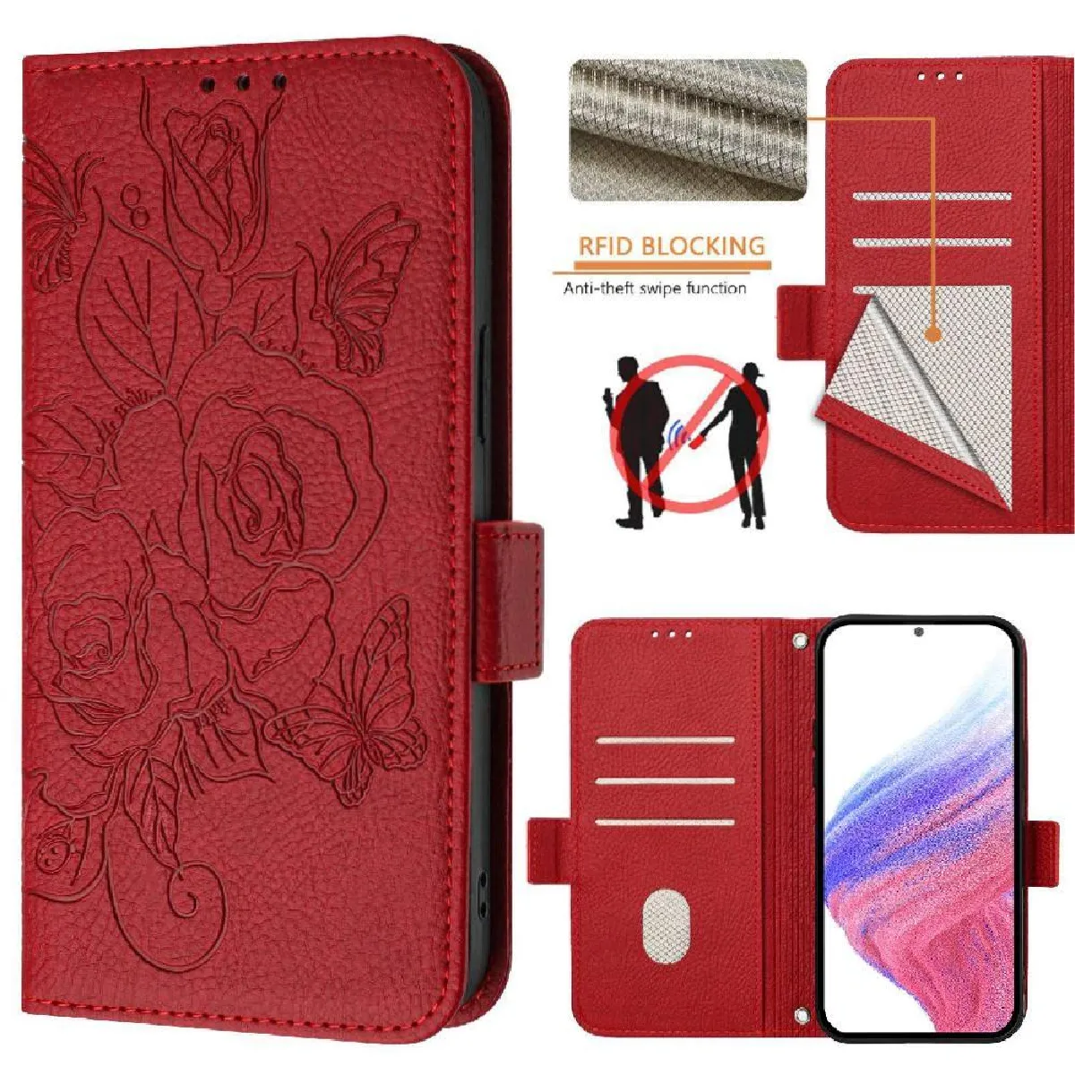 Générique Rouge Étui Portefeuille À Sangle Détachable Tcl 30 Plus