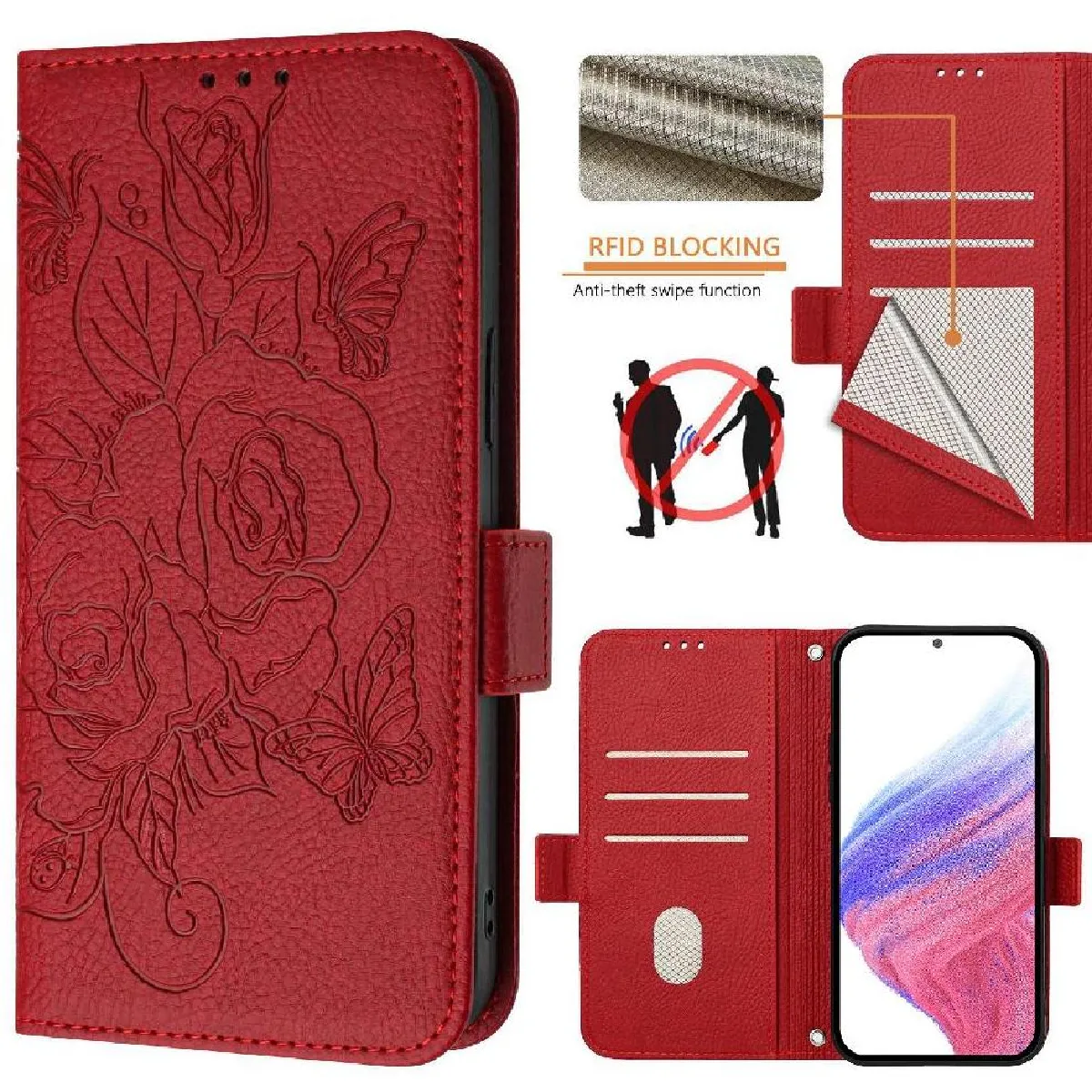 Générique Rouge Coque Portefeuille Magnétique Oukitel C38