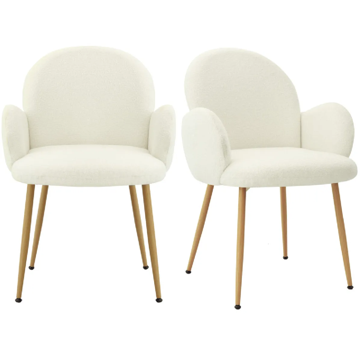 ALICE-Chaise en tissu Cozy Ecru et acier chêne (x2) ALICE-Chaise en tissu Cozy Ecru et acier chêne (x2)