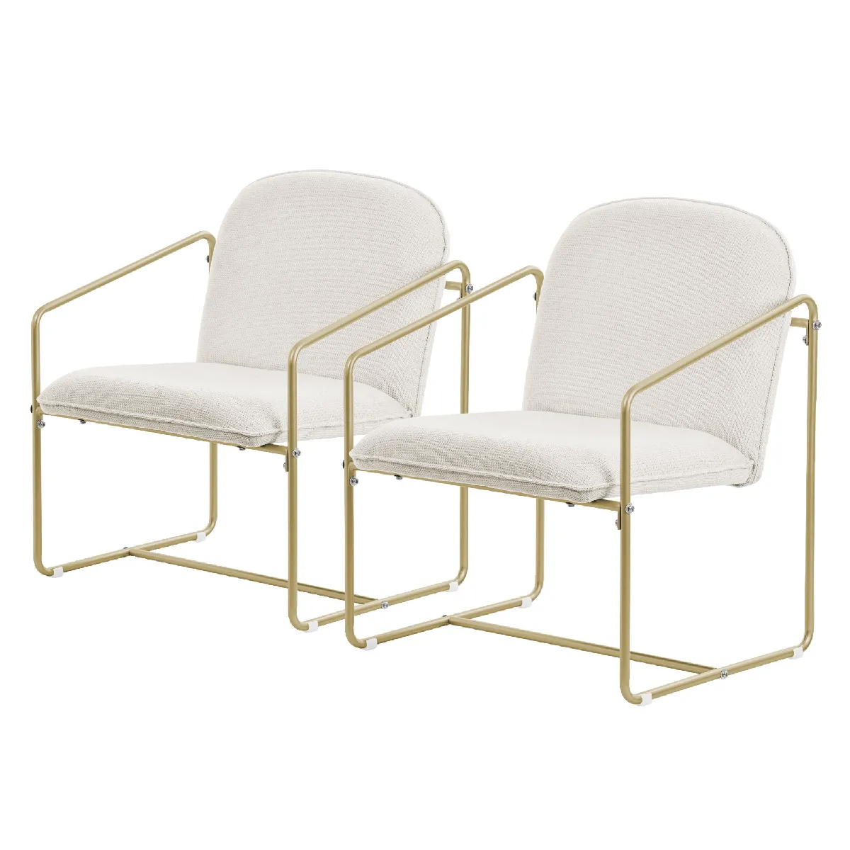 ML-Design Lot de 2 fauteuils beiges-or ML-Design Lot de 2 fauteuils beiges-or