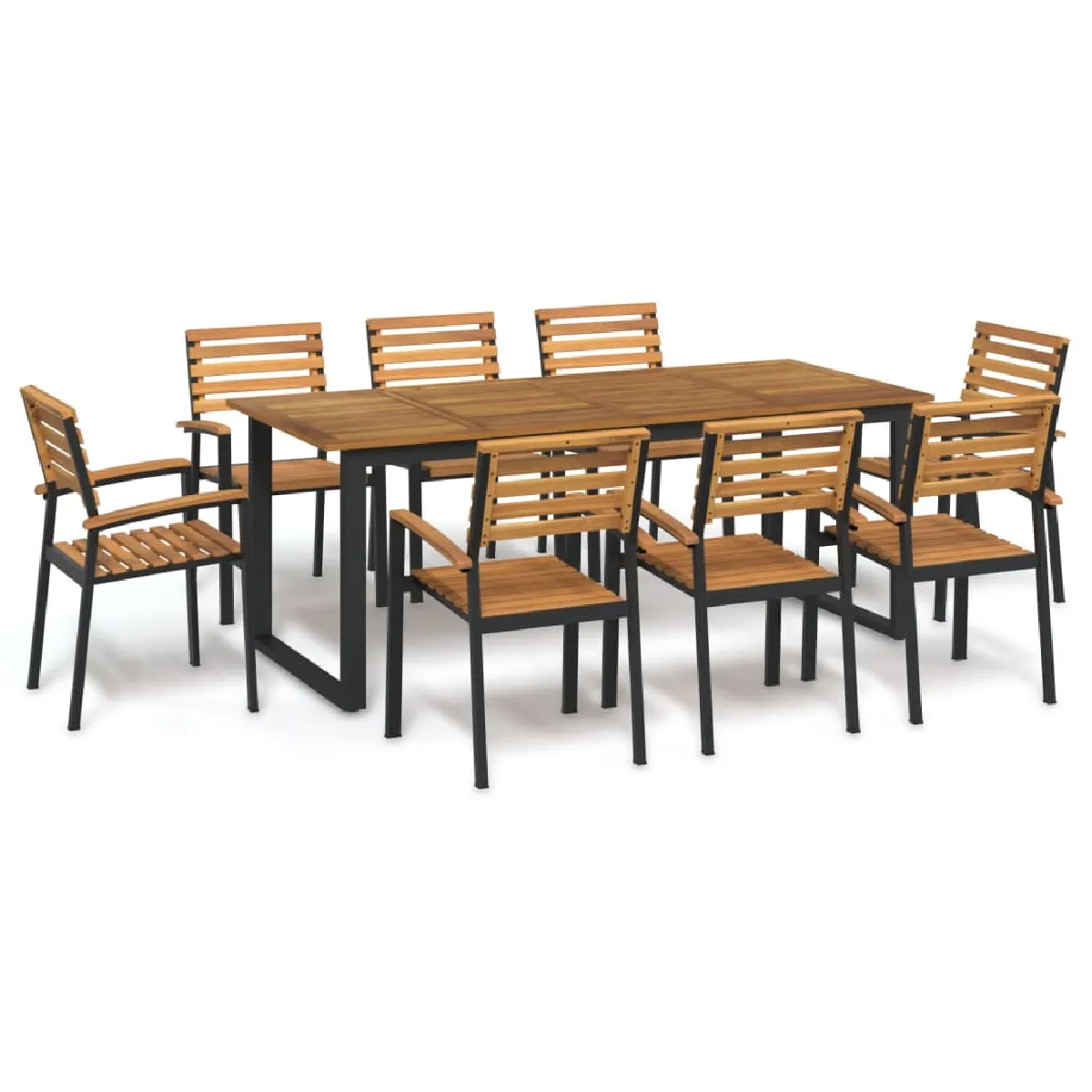 Vidaxl vidaXL Ensemble à manger de jardin 9 pièces Bois d'acaciamétal