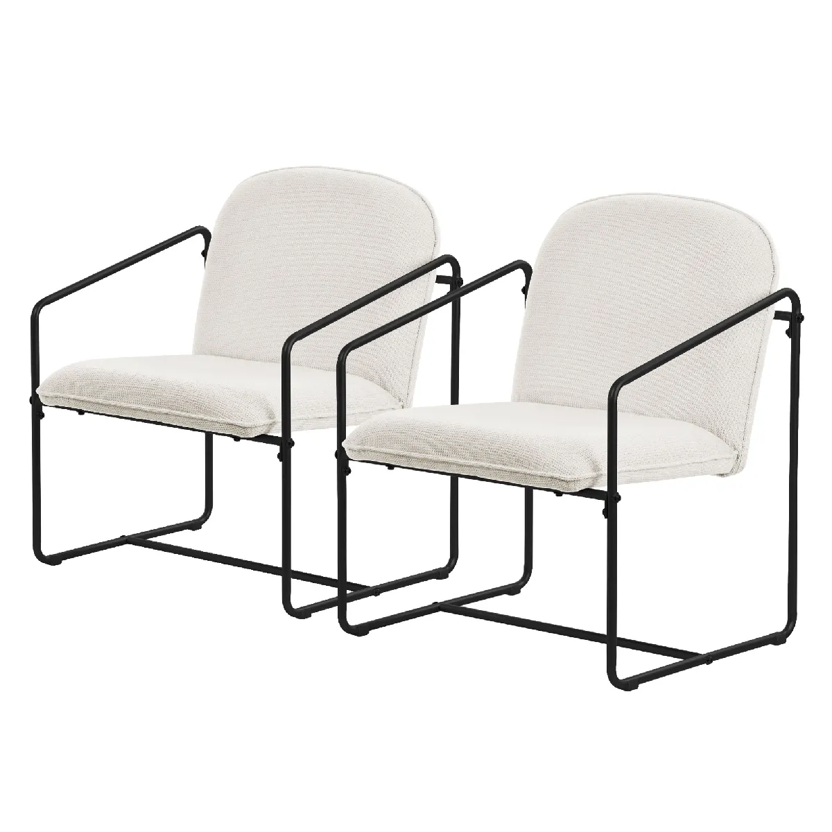 ML-Design Fauteuil lounge - Beige-noir - Lot de 2 ML-Design Fauteuil lounge - Beige-noir - Lot de 2