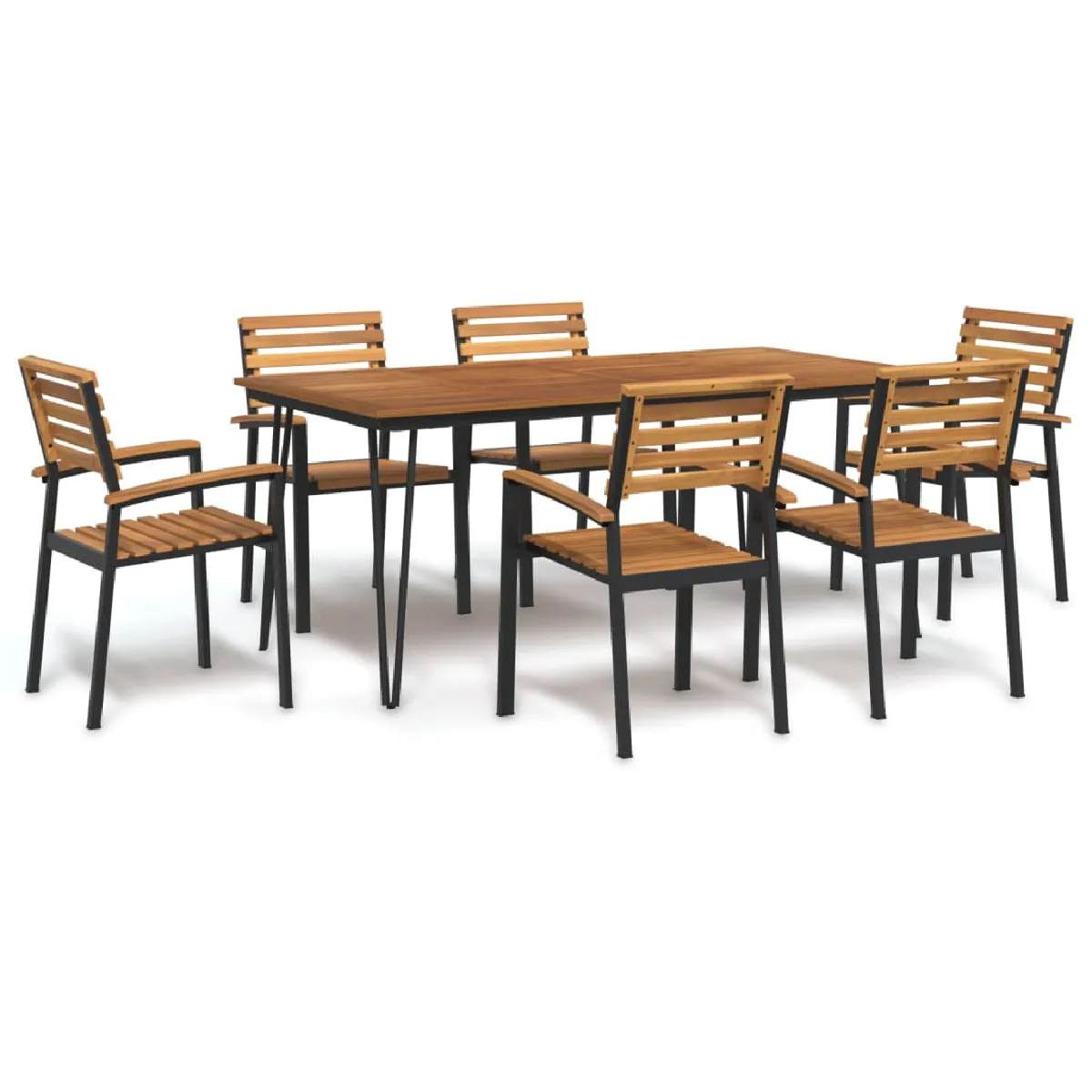 vidaXL Ensemble à manger de jardin 7 pcs bois d'acacia solide et métal - vue 2