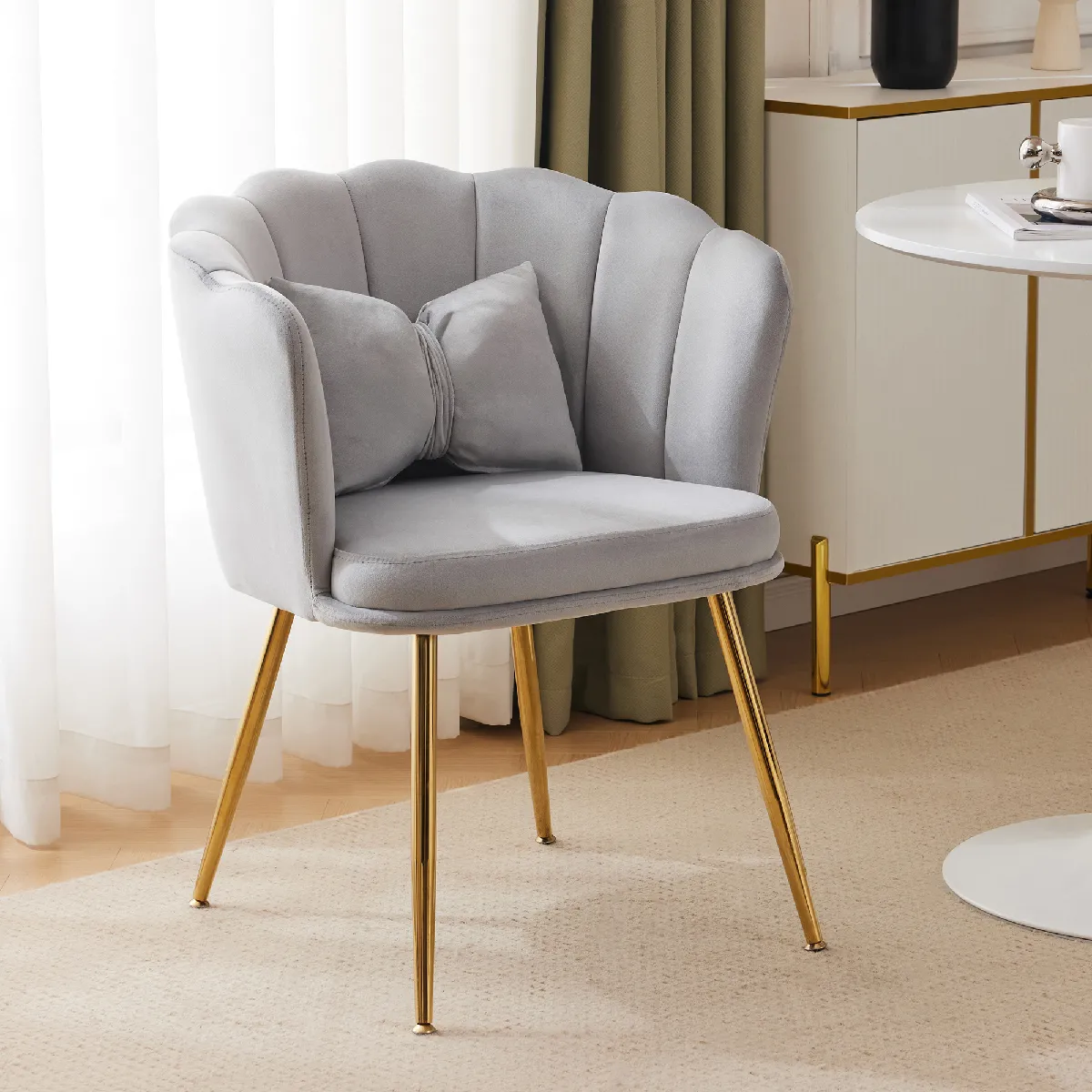 Merax Fauteuil de détente en velours - Gris