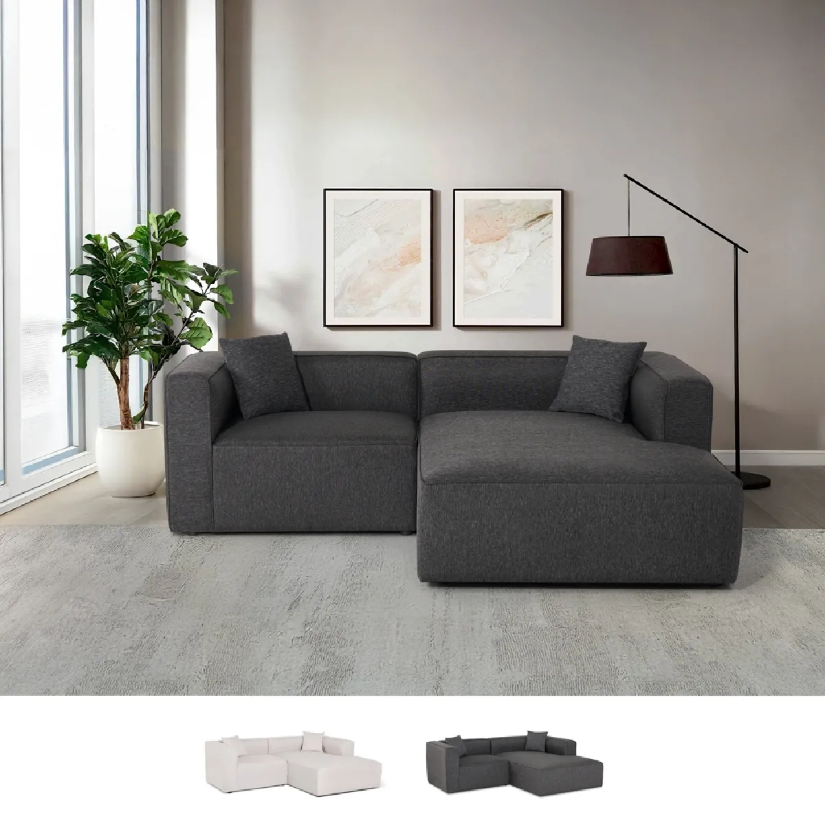 Modus Sofà Gris Rylos Canapé D'angle Modulaire 3 Places