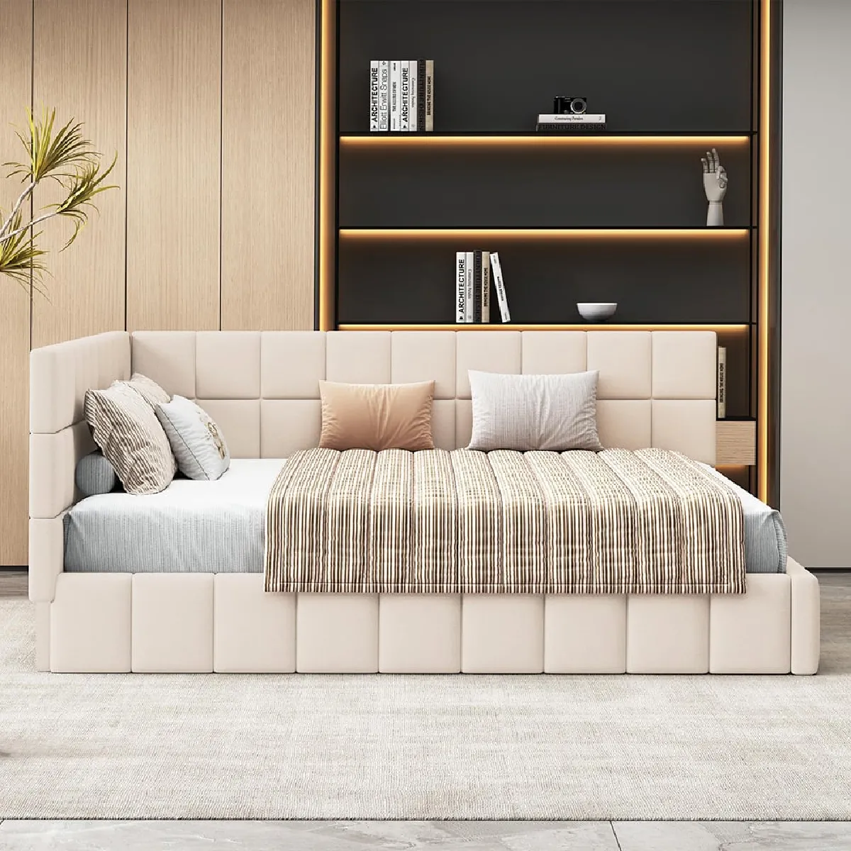 KOMHTOM Lit rembourré, canapé-lit 160x200 - Beige