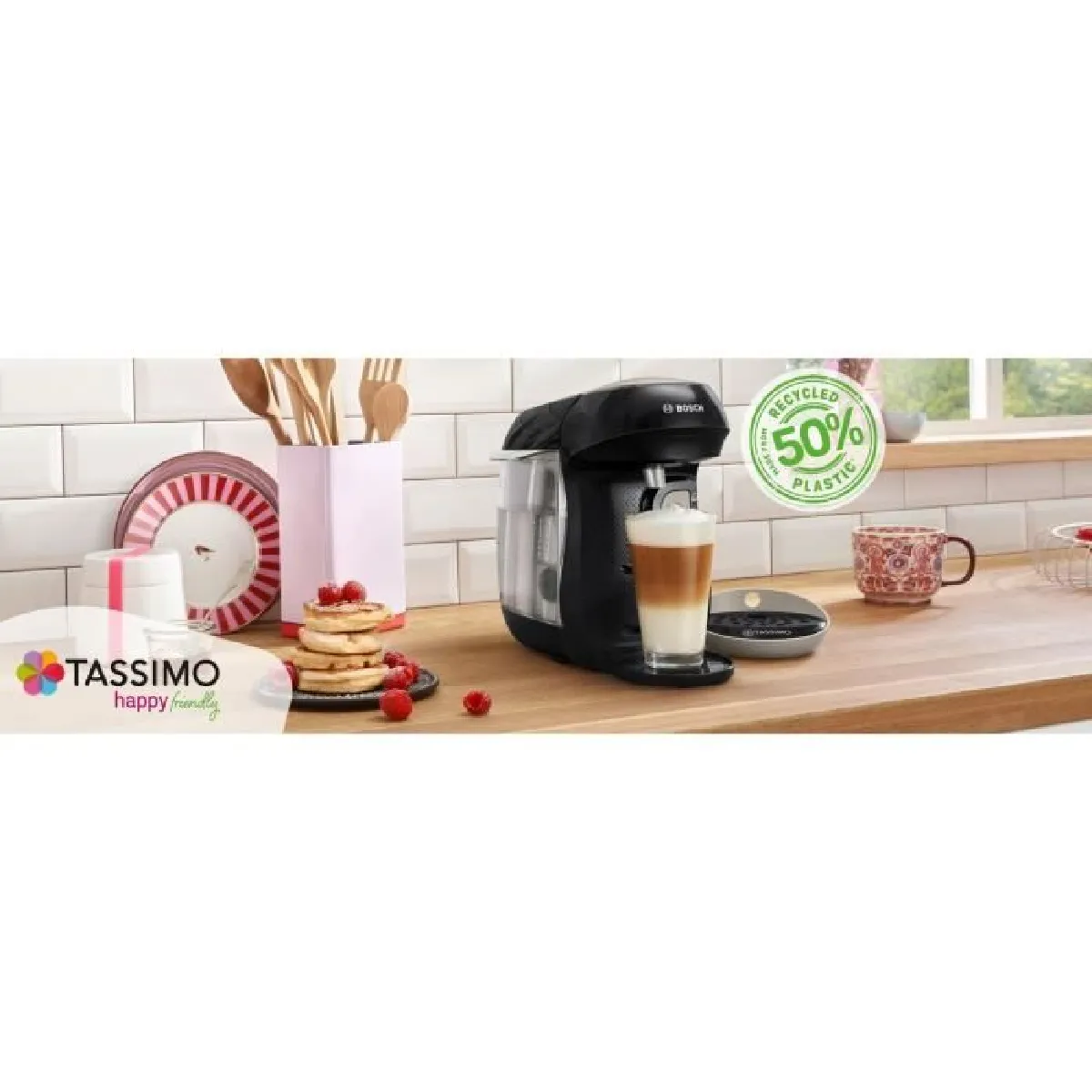 Macchina Per Caffè Bosch TASSIMO T10 Happy Black - Multi-bevanda 1400W, Classe A+