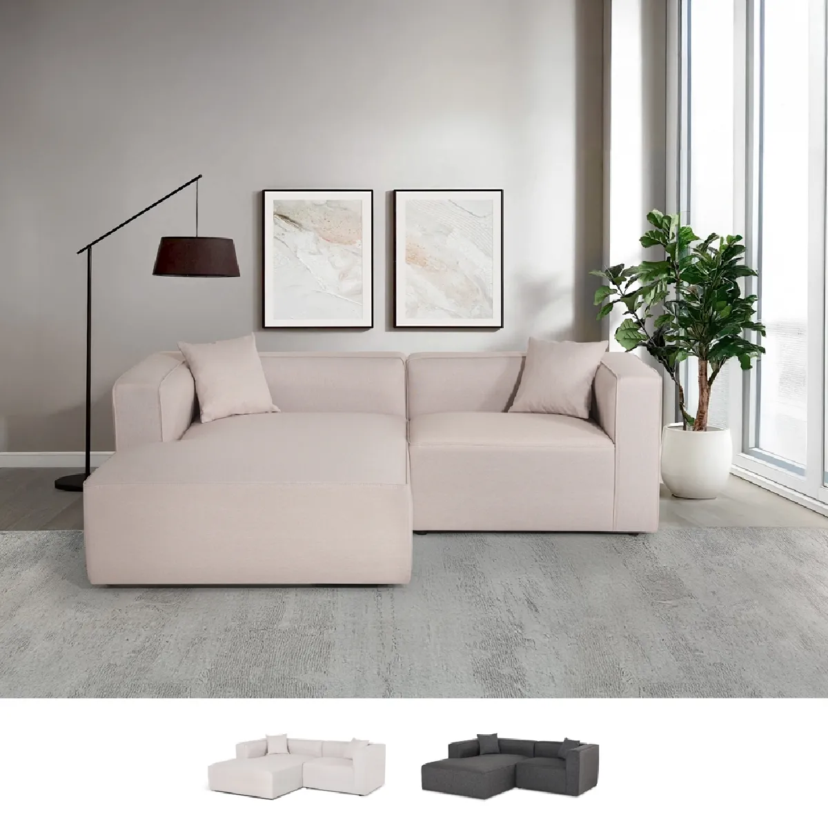 Modus sofà canapé droit 3 places - Beige