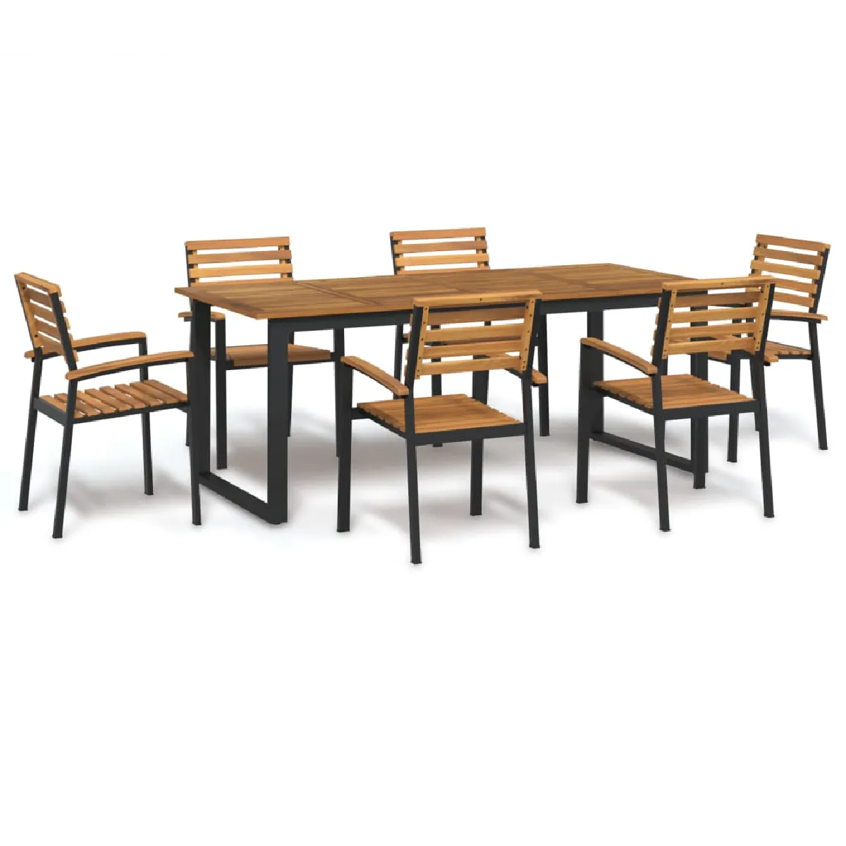 vidaXL Ensemble à manger de jardin 7 pcs bois d'acacia solide et métal