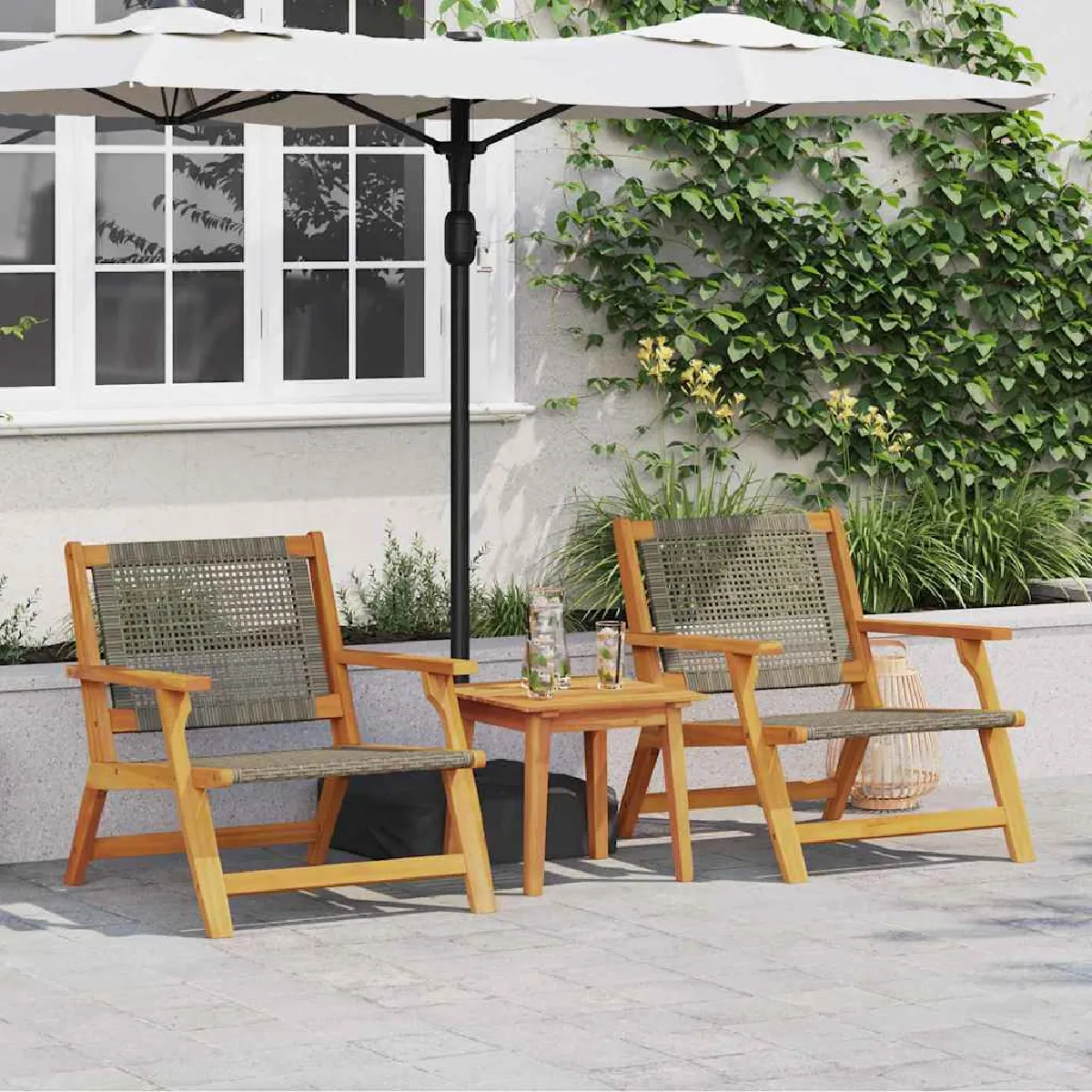 VIDAXL - Chaise de jardin - Bois - Gris - Lot de 2 - Image 3
