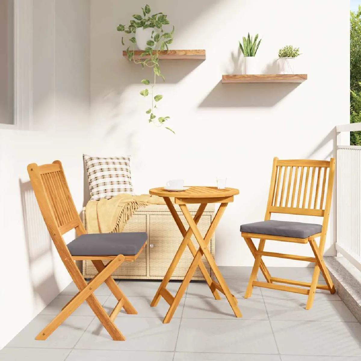 vidaXL Chaises pliantes acacia - vue 2