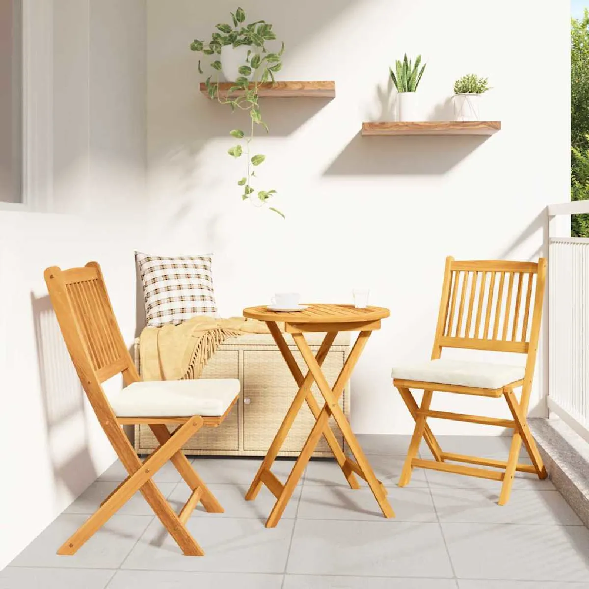 vidaXL Chaises de jardin pliantes avec coussin