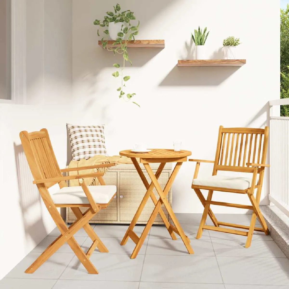 vidaXL Chaises de jardin pliantes en bois d'acacia solide
