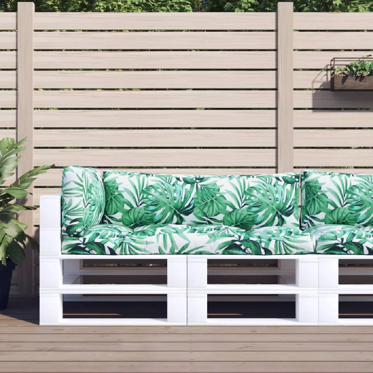 vidaXL Coussins de palette motif de feuilles