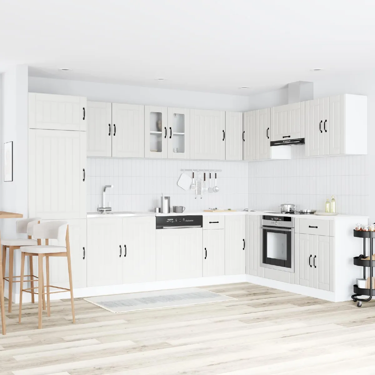 vidaXL Meuble sous évier Lucca 2 pcs Blanc Bois d'ingénierie
