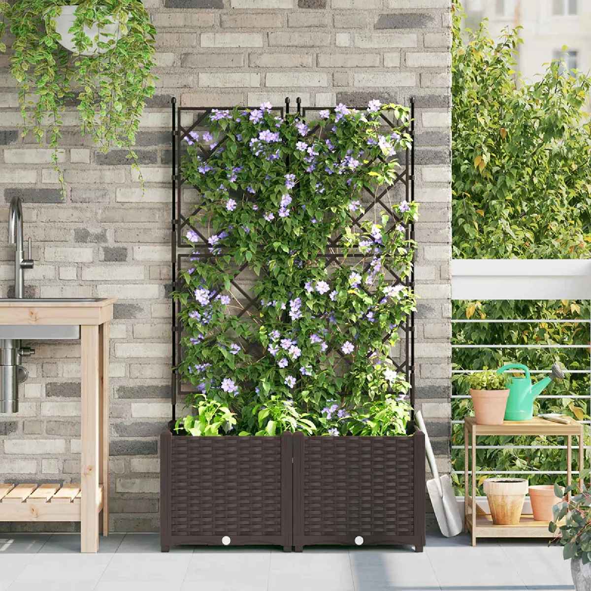 vidaXL Jardinière avec treillis 2 pcs - vue 3